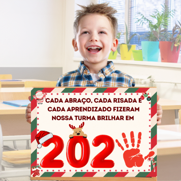 Plaquinha Carimbo das Mãos de Natal