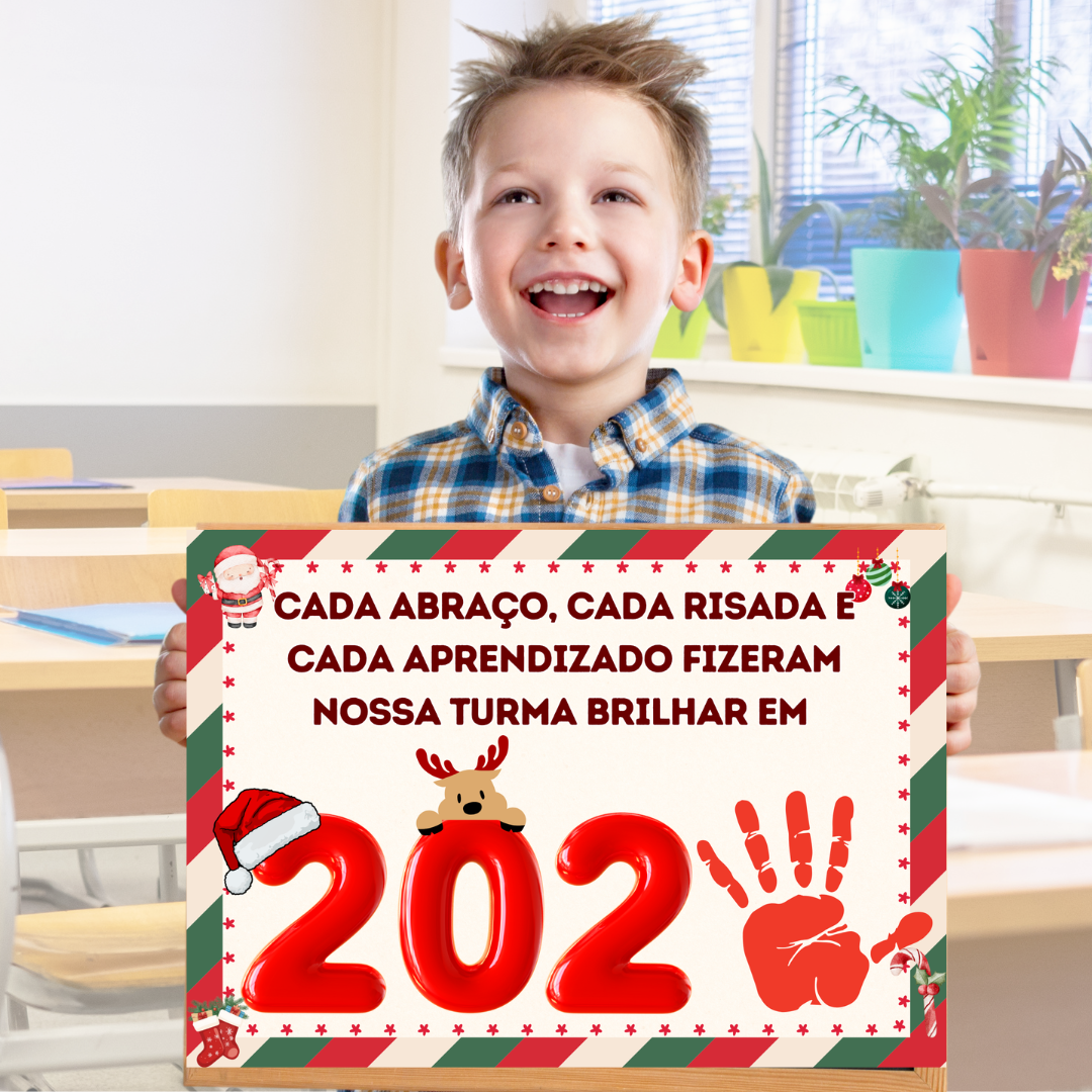 Plaquinha Carimbo das Mãos de Natal