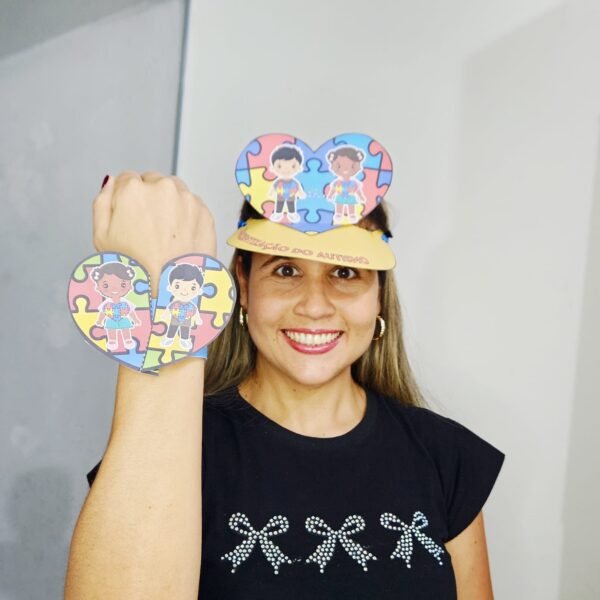 Kit Lembrancinha Bracelete e Viseira 3D AUTISMO