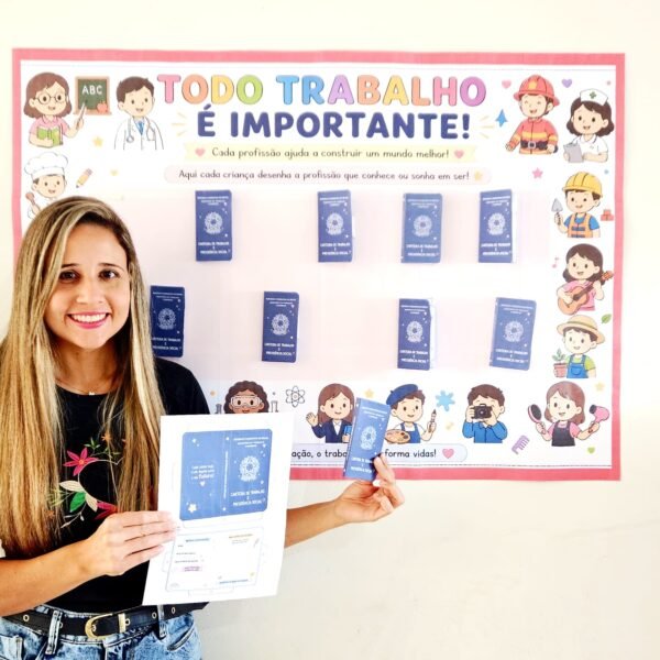 Painel Dia do Trabalho + Carteira de Trabalho em Dobradura