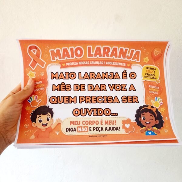 Plaquinhas Vídeo Maio Laranja