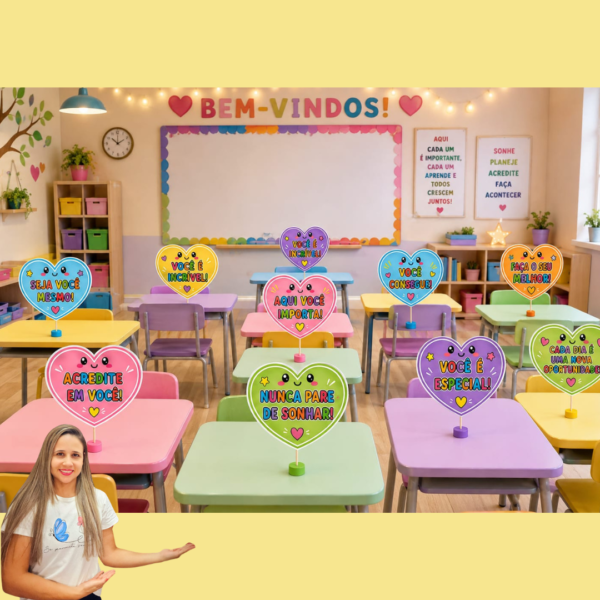 Plaquinhas Motivacionais em Formato de Coração