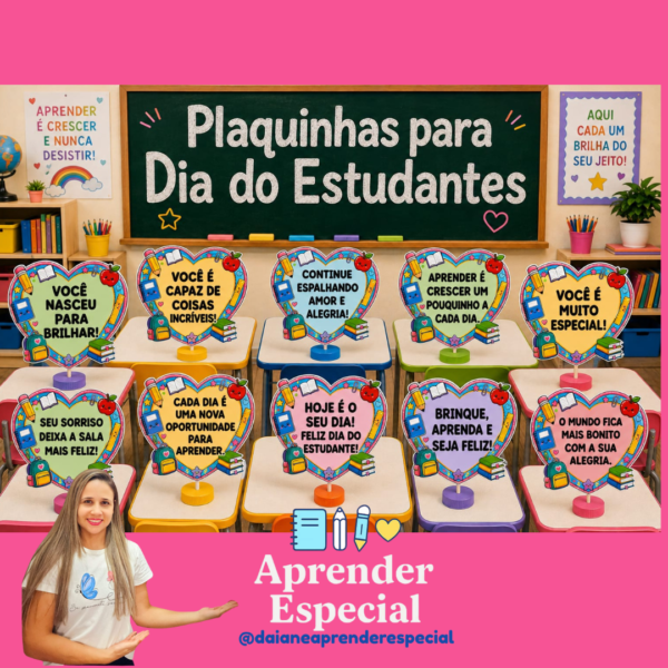 DIA DO ESTUDANTES Plaquinhas Motivacionais