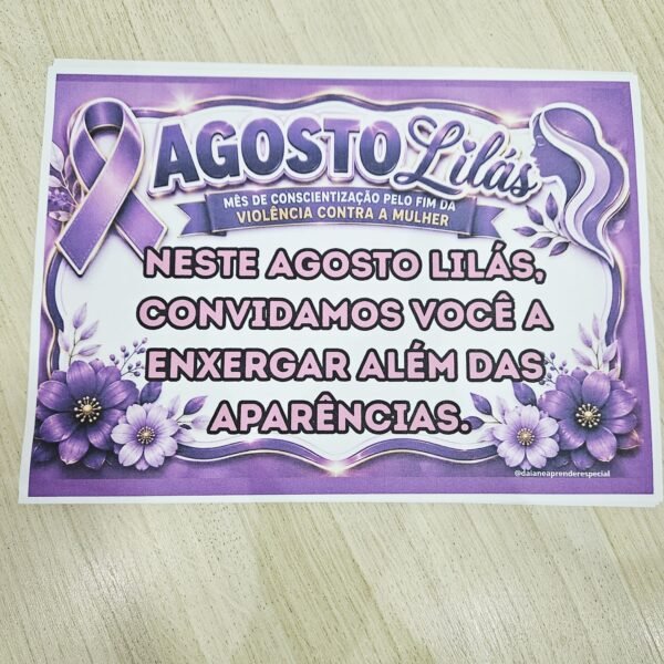 Plaquinhas para Vídeo Agosto Lilás